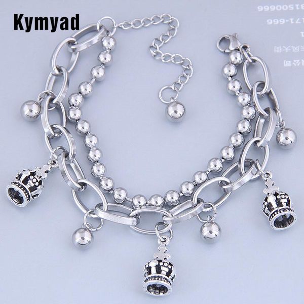 link, chain kymyad vintage stainless steel bracelet multilayer bracelets & bangles for women bijoux femme hip hop crown, Black
link, chain kymyad vintage stainless steel bracelet multilayer bracelets & bangles for women bijoux femme hip hop crown, Black