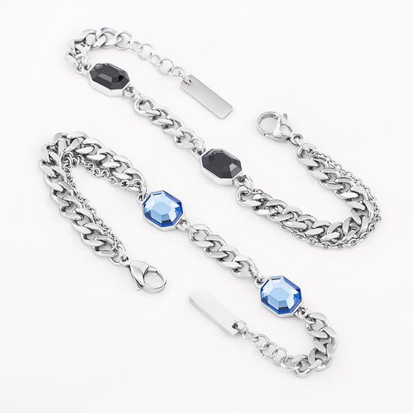 link, chain fashion bangles stainless steel splice crystal bracelets for men and women as a jewelry souvenir, Black
link, chain fashion bangles stainless steel splice crystal bracelets for men and women as a jewelry souvenir, Black