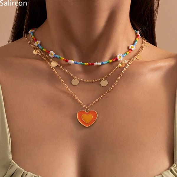 pendant necklaces y2k jewelry multi layer beaded chain choker necklace for women girl geometric circle heart collier, Silver
pendant necklaces y2k jewelry multi layer beaded chain choker necklace for women girl geometric circle heart collier, Silver
