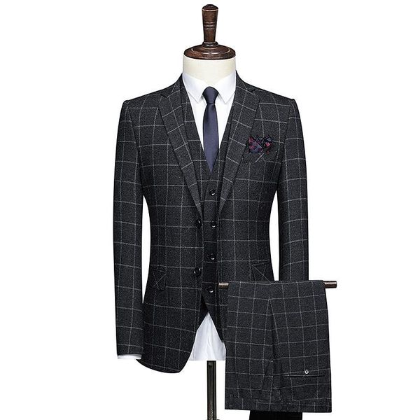 men's suits & blazers arrival plaid fashion casual business suit 3 pieces set male trousers pants vest waistcoat, White;black
men's suits & blazers arrival plaid fashion casual business suit 3 pieces set male trousers pants vest waistcoat, White;black