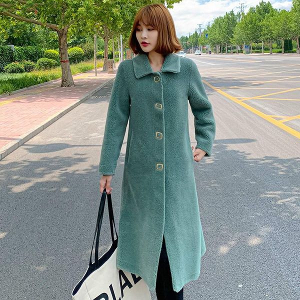 women 2021 winter new fashion sheep shearing coats female genuine wool fur jackets ladies mid-long solid color outwears q109, Black
women 2021 winter new fashion sheep shearing coats female genuine wool fur jackets ladies mid-long solid color outwears q109, Black