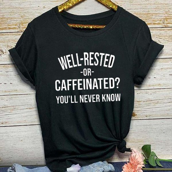 well rested or caffeinated letter men and womens t shirt print men and women short sleeve o neck loose ladies tee clothes, White;black
well rested or caffeinated letter men and womens t shirt print men and women short sleeve o neck loose ladies tee clothes, White;black