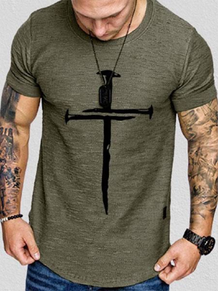 men's t-shirts casual short sleeve cross print t-shirt fashion solid color o-neck pullover loose 2021, White;black
men's t-shirts casual short sleeve cross print t-shirt fashion solid color o-neck pullover loose 2021, White;black