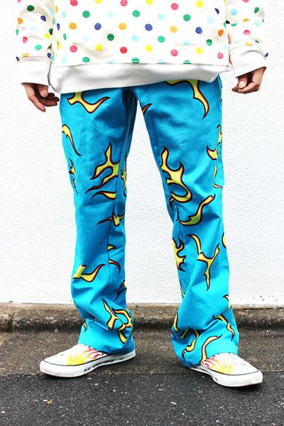 golf wang flam trousers sky blue flame pants trend loose beach casual pants for men and women 0bek, White;black
golf wang flam trousers sky blue flame pants trend loose beach casual pants for men and women 0bek, White;black