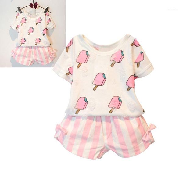 summer kids girls clothing set ice cream printed t-shirt +striped bow shorts 2 pcs 1-6y new1, White
summer kids girls clothing set ice cream printed t-shirt +striped bow shorts 2 pcs 1-6y new1, White