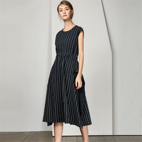 2021 new women sleeveless striped medium long elegant solid sashes a line summer casual sun 9jtz, Black;gray
2021 new women sleeveless striped medium long elegant solid sashes a line summer casual sun 9jtz, Black;gray
