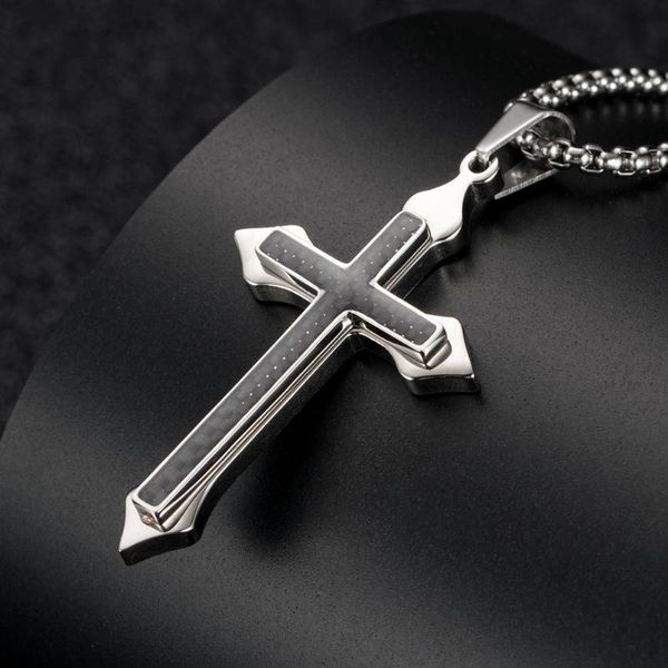 pendant necklaces japanese and korean personality inlaid carbon fiber double-layer stacked cross pendant, minority couple necklace, Silver
pendant necklaces japanese and korean personality inlaid carbon fiber double-layer stacked cross pendant, minority couple necklace, Silver