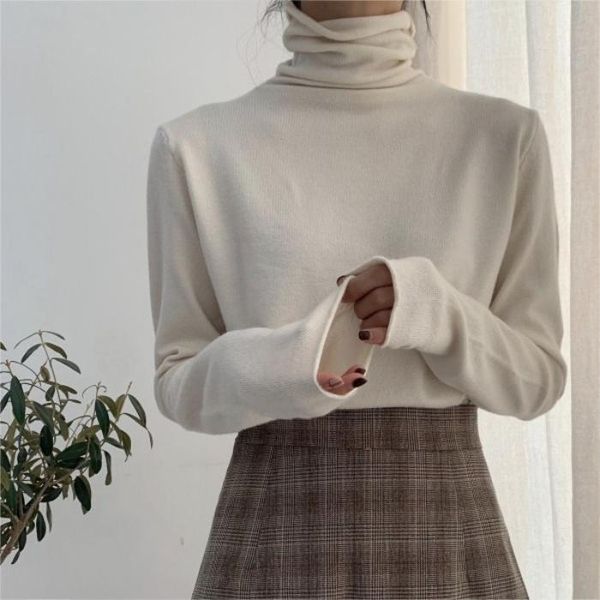 women's sweaters 2021 knitted sweater autumn and winter inner knitting white lazy wind loose outer collar bottomed shirt, White;black
women's sweaters 2021 knitted sweater autumn and winter inner knitting white lazy wind loose outer collar bottomed shirt, White;black