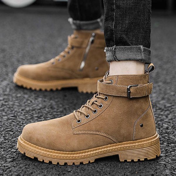 autumn and winter martin boots men's high work clothes leather shoes middle khaki british desert short, Black
autumn and winter martin boots men's high work clothes leather shoes middle khaki british desert short, Black