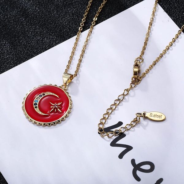 pendant necklaces fashion red dripping stainless steel moon star necklace initial cz party wedding jewelry, Silver
pendant necklaces fashion red dripping stainless steel moon star necklace initial cz party wedding jewelry, Silver