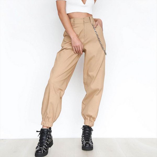 plus size high waist womenpant cargo loose solid black khaki trousers pockets elastic bottoms set, White
plus size high waist womenpant cargo loose solid black khaki trousers pockets elastic bottoms set, White