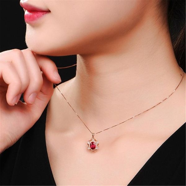 pendant necklaces rose gold version necklace female chain ruby simple jewelry flower 925 silver birthday gift for women
pendant necklaces rose gold version necklace female chain ruby simple jewelry flower 925 silver birthday gift for women
