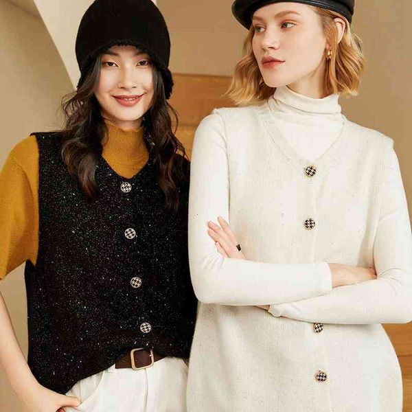 women's knits & tees high-end 100% pure cashmere mesh single waistcoat breasted cardigan for women, White
women's knits & tees high-end 100% pure cashmere mesh single waistcoat breasted cardigan for women, White