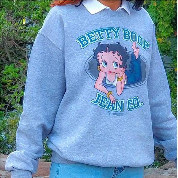 2021 gray vintage cartoon girls kawaii crewneck sweatshirt women oversized loose streetwear new korean brand fashion teens clothes nhia, Black
2021 gray vintage cartoon girls kawaii crewneck sweatshirt women oversized loose streetwear new korean brand fashion teens clothes nhia, Black