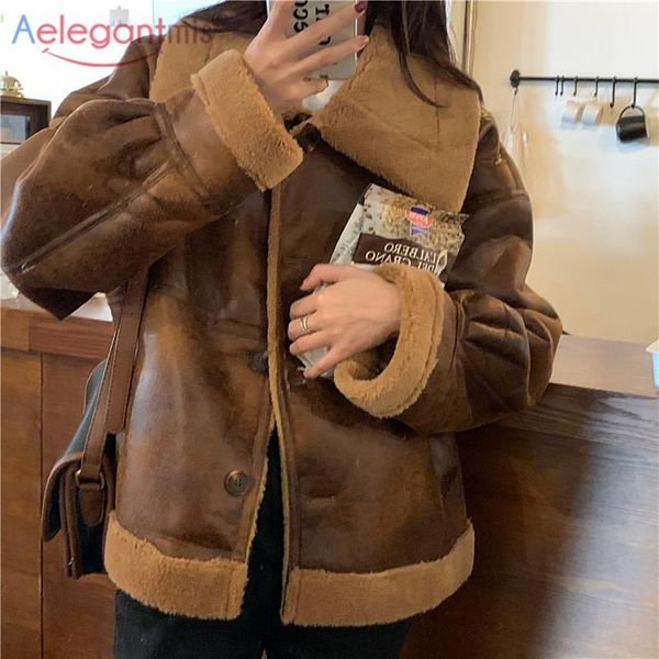 women's leather & faux aelegantmis korea thick oversized jacket women winter warm loose ladies pu outwear causal high street coats, Black
women's leather & faux aelegantmis korea thick oversized jacket women winter warm loose ladies pu outwear causal high street coats, Black