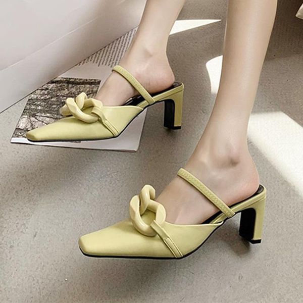 slippers 2021summer women pointed toe square high heels muller female metal chain decoration slip on flip flops casual shoes, Black
slippers 2021summer women pointed toe square high heels muller female metal chain decoration slip on flip flops casual shoes, Black