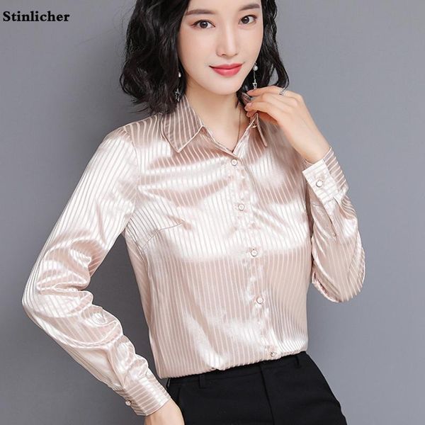 2021 women satin silk shirts blouse elegant office ladies work silk striped shirts women turn-down collar button shirt, White
2021 women satin silk shirts blouse elegant office ladies work silk striped shirts women turn-down collar button shirt, White