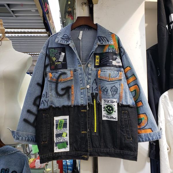 women's jackets tide brand 2021 spring autumn women jean coat personality patch graffiti printing loose female long sleeve denim outwea, Black;brown
women's jackets tide brand 2021 spring autumn women jean coat personality patch graffiti printing loose female long sleeve denim outwea, Black;brown