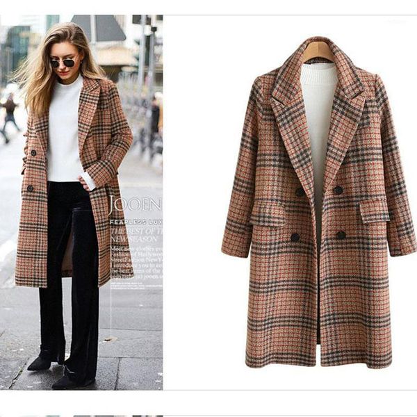 women's wool & blends autumn winter lapel female temperament woolen jacket 2021 fashion women grid long sleeve large size coat nbh286, Black
women's wool & blends autumn winter lapel female temperament woolen jacket 2021 fashion women grid long sleeve large size coat nbh286, Black