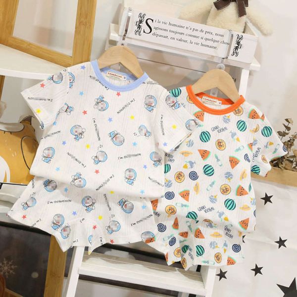 mesh home summer cartoon printing short sleeve shorts two piece children's suit, White
mesh home summer cartoon printing short sleeve shorts two piece children's suit, White