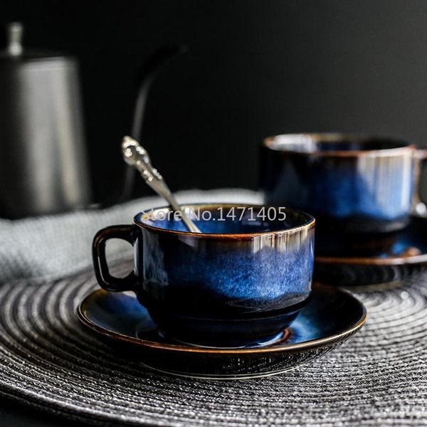 mugs ceramic coffee cup and saucer set creative breakfast afternoon tea japanese simple retro blue utensils 
mugs ceramic coffee cup and saucer set creative breakfast afternoon tea japanese simple retro blue utensils