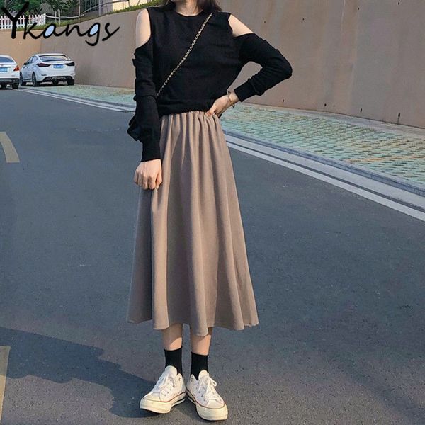 2021 women's a-line pleated elegant autumn spring solid color high waist warm long skirts korean harajuku female black skirt 3056
2021 women's a-line pleated elegant autumn spring solid color high waist warm long skirts korean harajuku female black skirt 3056