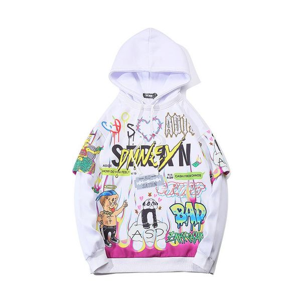 men's hoodies & sweatshirts 2021 spring long sleeve hooded hip hop loose national leisure fashionable false two-piece skateboard, Black
men's hoodies & sweatshirts 2021 spring long sleeve hooded hip hop loose national leisure fashionable false two-piece skateboard, Black