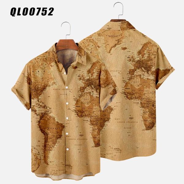men's casual shirts 2021 summer men loose 3d map printed shirt turn-down-collar cardigan short sleeve, White;black
men's casual shirts 2021 summer men loose 3d map printed shirt turn-down-collar cardigan short sleeve, White;black