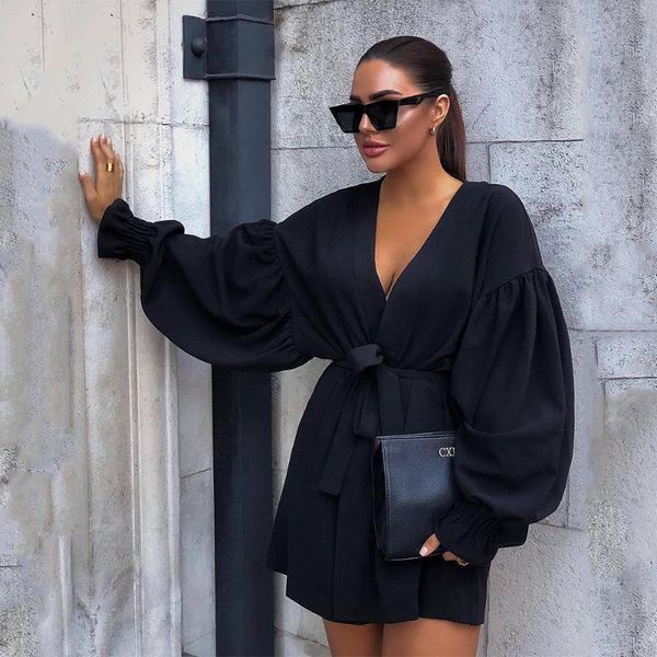 casual dresses women lantern long dleeve black dress high waist sashes deep v-neck office lady mini with belt elegant party, Black;gray
casual dresses women lantern long dleeve black dress high waist sashes deep v-neck office lady mini with belt elegant party, Black;gray