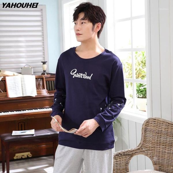 men's sleepwear casual cotton pajama set for men 2021 autumn winter long sleeve o-neck letter pyjama male lounge homewear home clothes, Black;brown
men's sleepwear casual cotton pajama set for men 2021 autumn winter long sleeve o-neck letter pyjama male lounge homewear home clothes, Black;brown