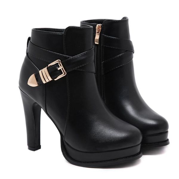 boots buckle strap zipper pumps shoes for women black leather round toe thick heel booties lady fall
boots buckle strap zipper pumps shoes for women black leather round toe thick heel booties lady fall