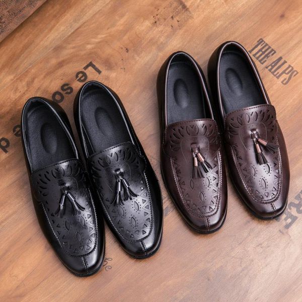 dress shoes beads men's formal slip on block carved leather tassel british casual business office flats style male for men, Black
dress shoes beads men's formal slip on block carved leather tassel british casual business office flats style male for men, Black