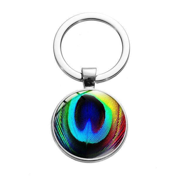 green peacock feather keychain multicolor plume pattern ethnic style glass round key ring chaveiro for women art collect, Silver
green peacock feather keychain multicolor plume pattern ethnic style glass round key ring chaveiro for women art collect, Silver