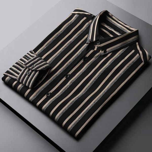 men's casual shirts and winter autumn male fashion long sleeve mens luxury vertical stripe slim fit man 3xl, White;black
men's casual shirts and winter autumn male fashion long sleeve mens luxury vertical stripe slim fit man 3xl, White;black
