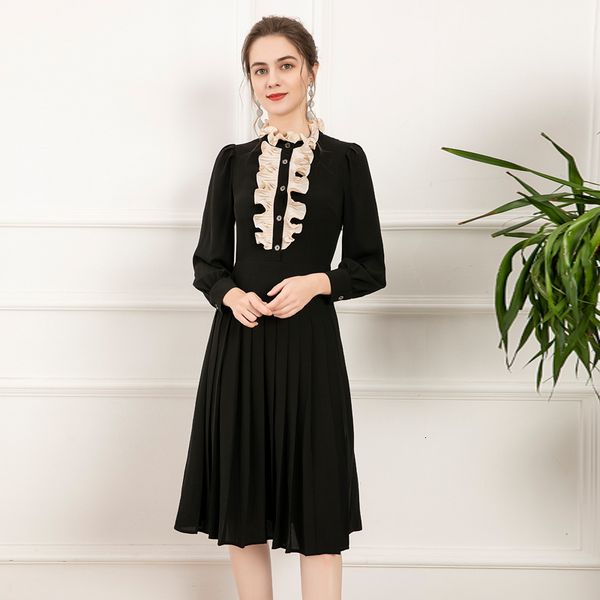 designer 2021 spring new women's fashion party vintage elegant chic girls ruffled patchwork pleated dress 0z97, Black;gray
designer 2021 spring new women's fashion party vintage elegant chic girls ruffled patchwork pleated dress 0z97, Black;gray