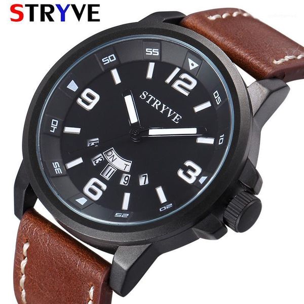 stryve brand men's business wristwatches date week 30m waterproof leather fashion quartz luxury watch men relogio masculino, Slivery;brown
stryve brand men's business wristwatches date week 30m waterproof leather fashion quartz luxury watch men relogio masculino, Slivery;brown