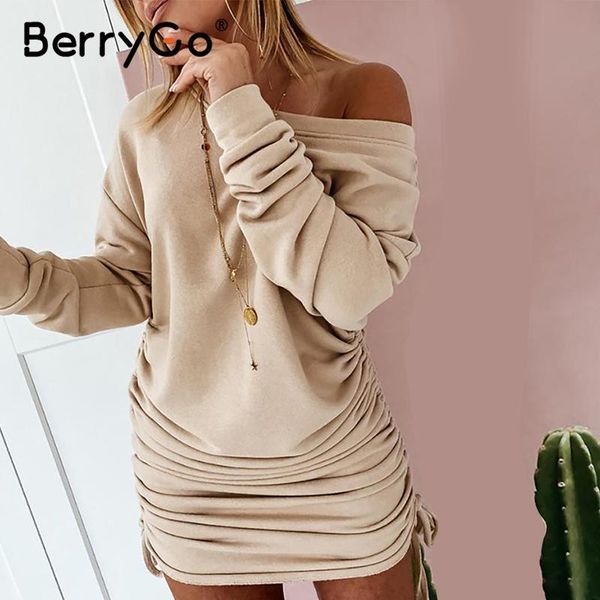 casual dresses berrygo drawstring long sleeve dress round neck drop shoulder straight 7 color fashion short autumn bar, Black;gray 
casual dresses berrygo drawstring long sleeve dress round neck drop shoulder straight 7 color fashion short autumn bar, Black;gray