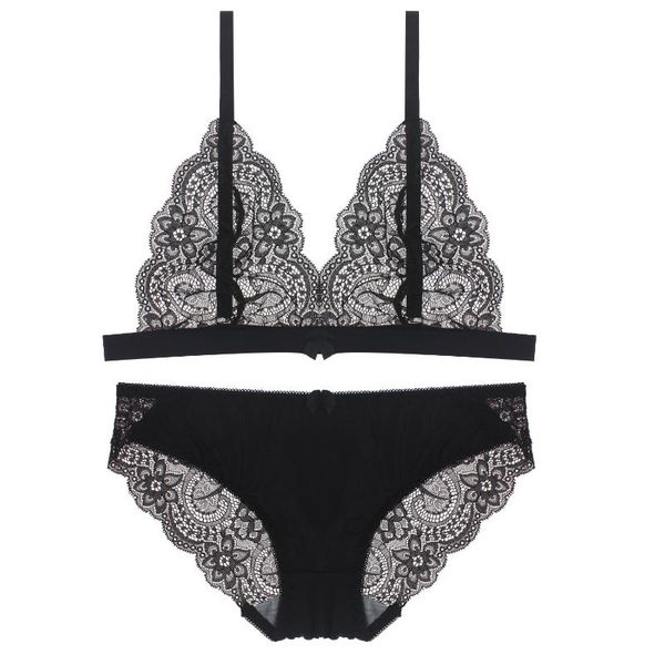bras full lace bralette for women thin wire underwear set semi sheer triangle women's lingerie, Red;black
bras full lace bralette for women thin wire underwear set semi sheer triangle women's lingerie, Red;black