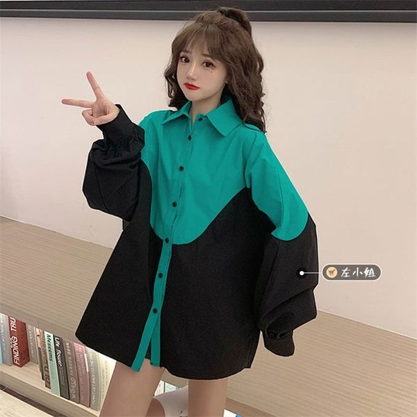 spring fashion retro loose stitching contrast long sleeve shirt women casual korean clothing camisas mujer blouse r213 210527, White
spring fashion retro loose stitching contrast long sleeve shirt women casual korean clothing camisas mujer blouse r213 210527, White