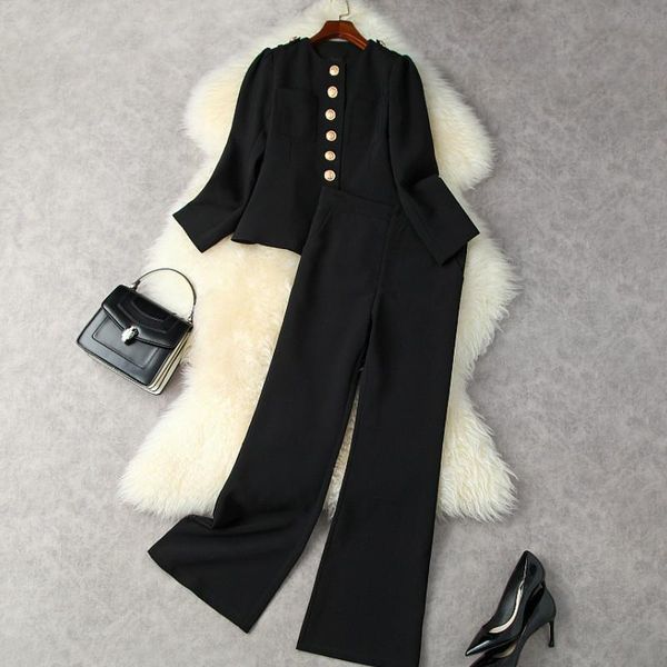 women's two piece pants pant suits ladies autumn solid color business set single breasted round neck jacket + high waist flare trousers, White
women's two piece pants pant suits ladies autumn solid color business set single breasted round neck jacket + high waist flare trousers, White