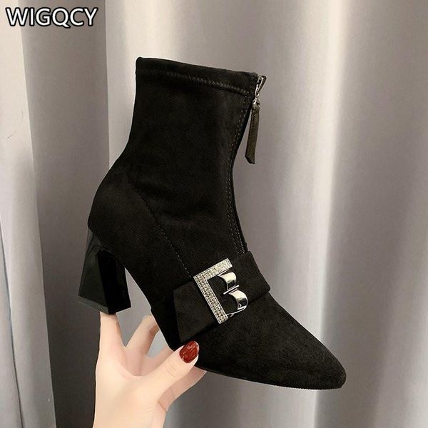 boots 2021 autumn short women's pointed toe mid-heel single bowknot suede stretch socks, Black
boots 2021 autumn short women's pointed toe mid-heel single bowknot suede stretch socks, Black
