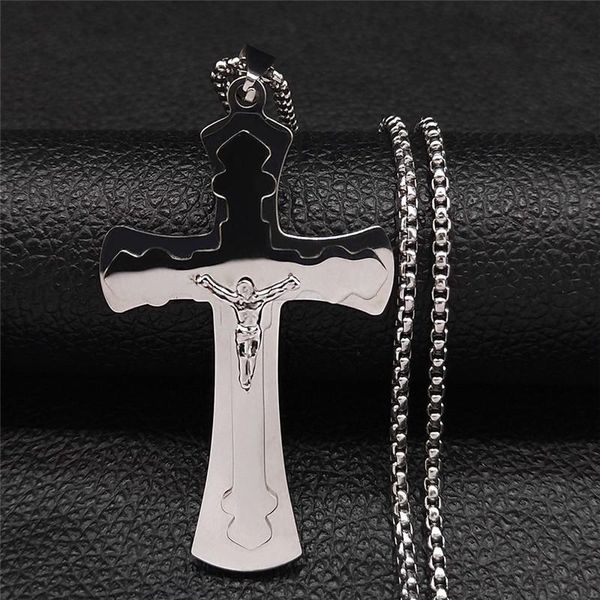pendant necklaces 2021 stainless steel christian jesus cross statement necklace women silver color chain jewelry pendentif n4297s05
pendant necklaces 2021 stainless steel christian jesus cross statement necklace women silver color chain jewelry pendentif n4297s05