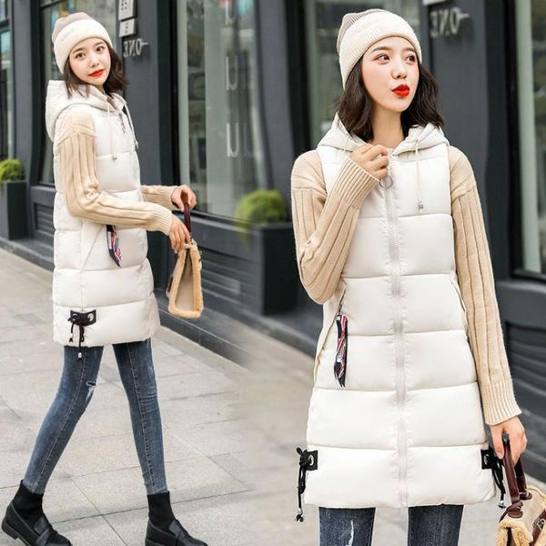 women's vests #0804 long vest waistcoat jacket women zipper casual coat female down cotton bodywarmer autumn winter, Black;white 
women's vests #0804 long vest waistcoat jacket women zipper casual coat female down cotton bodywarmer autumn winter, Black;white