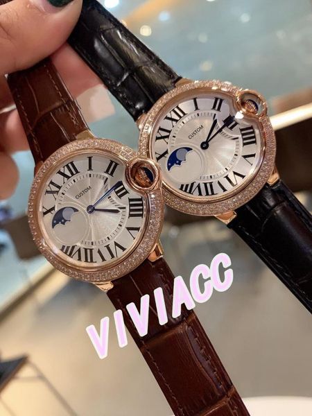 wristwatches famous women zircon quartz moon phase watches yellow gold sapphire stainless steel cz diamonds bezel real leather watch 36mm, Slivery;brown
wristwatches famous women zircon quartz moon phase watches yellow gold sapphire stainless steel cz diamonds bezel real leather watch 36mm, Slivery;brown