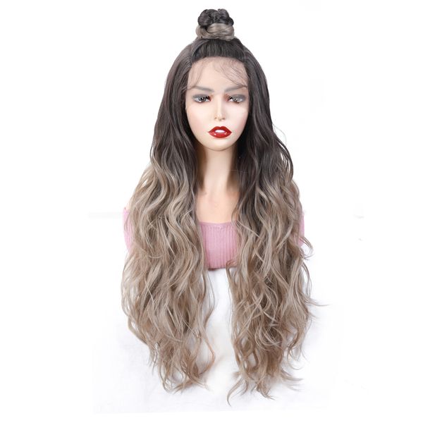 costume accessories moon part lace front wig long ombre brown hair heat resistant fashion wig for black white women body wave synthetic wigs, Silver
costume accessories moon part lace front wig long ombre brown hair heat resistant fashion wig for black white women body wave synthetic wigs, Silver