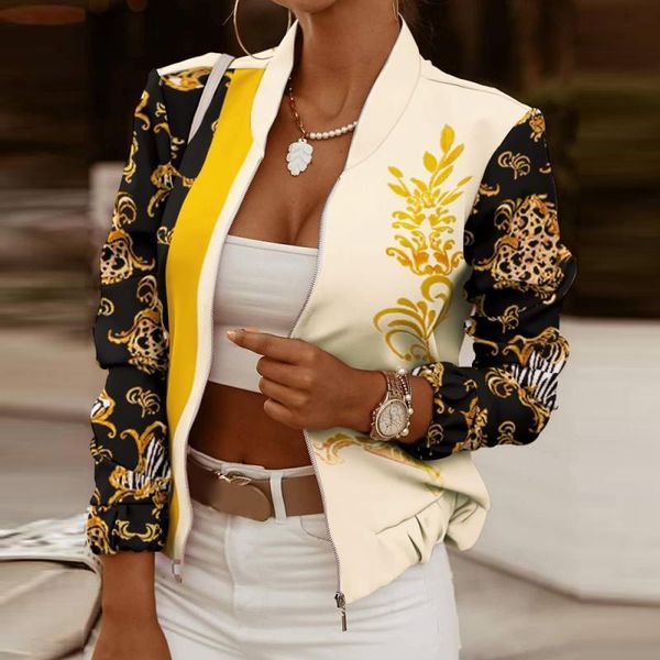 women's jackets 2021 casual spring autumn coats vintage pattern print baseball cardigan women fashion harajuku zip-up jacket streetwea, Black;brown
women's jackets 2021 casual spring autumn coats vintage pattern print baseball cardigan women fashion harajuku zip-up jacket streetwea, Black;brown
