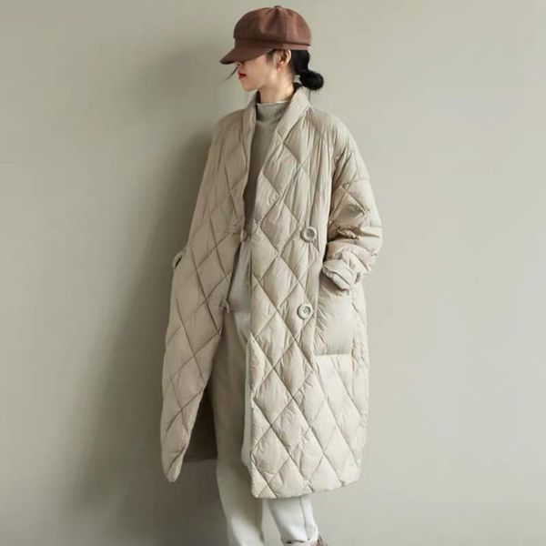 women's down & parkas 2021 oversized literary stand up collar solid color press line grid medium long white duck jacket for fashion, Black
women's down & parkas 2021 oversized literary stand up collar solid color press line grid medium long white duck jacket for fashion, Black