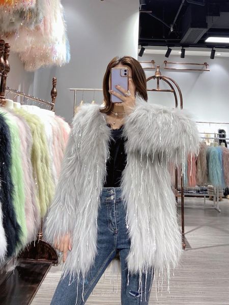 women's fur & faux fashion natural genuine real raccoon coat luxurious jacket sequin tassel outwear, Black
women's fur & faux fashion natural genuine real raccoon coat luxurious jacket sequin tassel outwear, Black