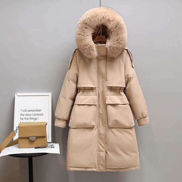 winter women long jacket large natural fur collar hooded parkas 90% white duck down coat thickness snow outwear, Black
winter women long jacket large natural fur collar hooded parkas 90% white duck down coat thickness snow outwear, Black