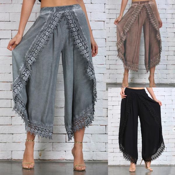 women's pants & capris women casual solid lace elastic waist workout sports wide lag, Black;white
women's pants & capris women casual solid lace elastic waist workout sports wide lag, Black;white